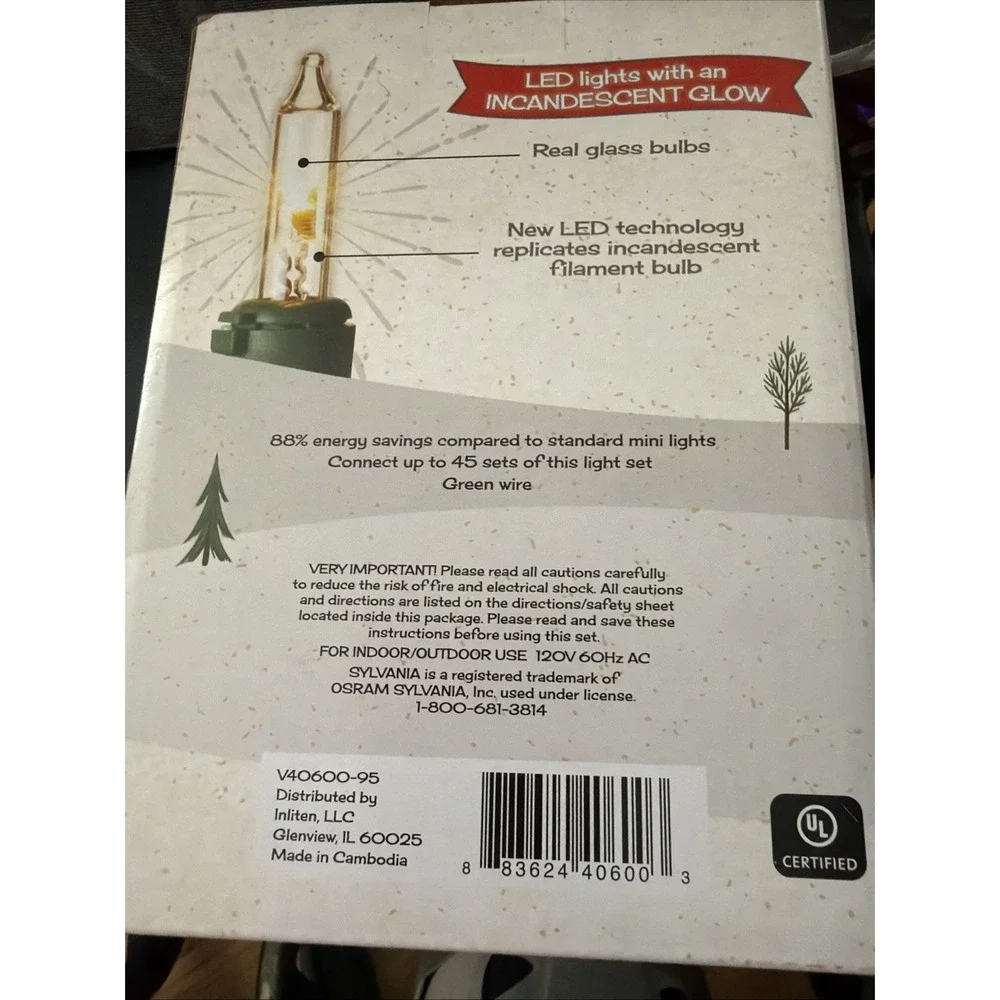 SYLVANIA 100 Traditional Glow LED Mini Lights SOFT WHITE 26ft ~ New